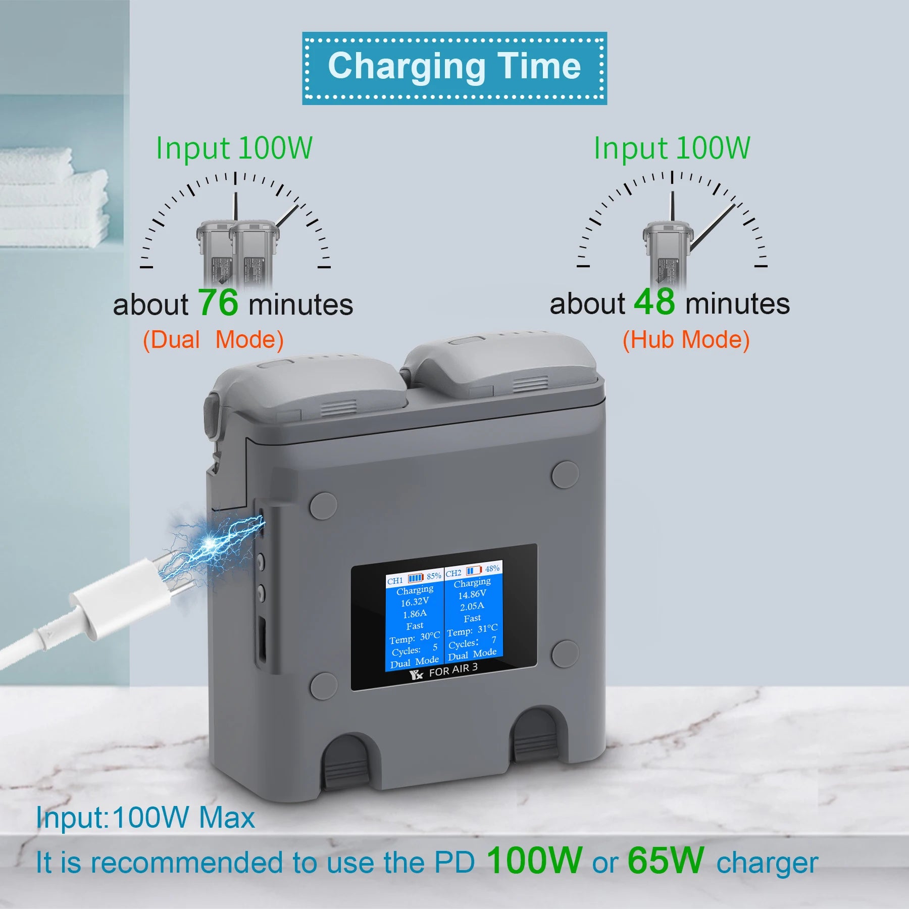 Hub de charge intelligent bidirectionnel DJI Air 3 / Air 3S